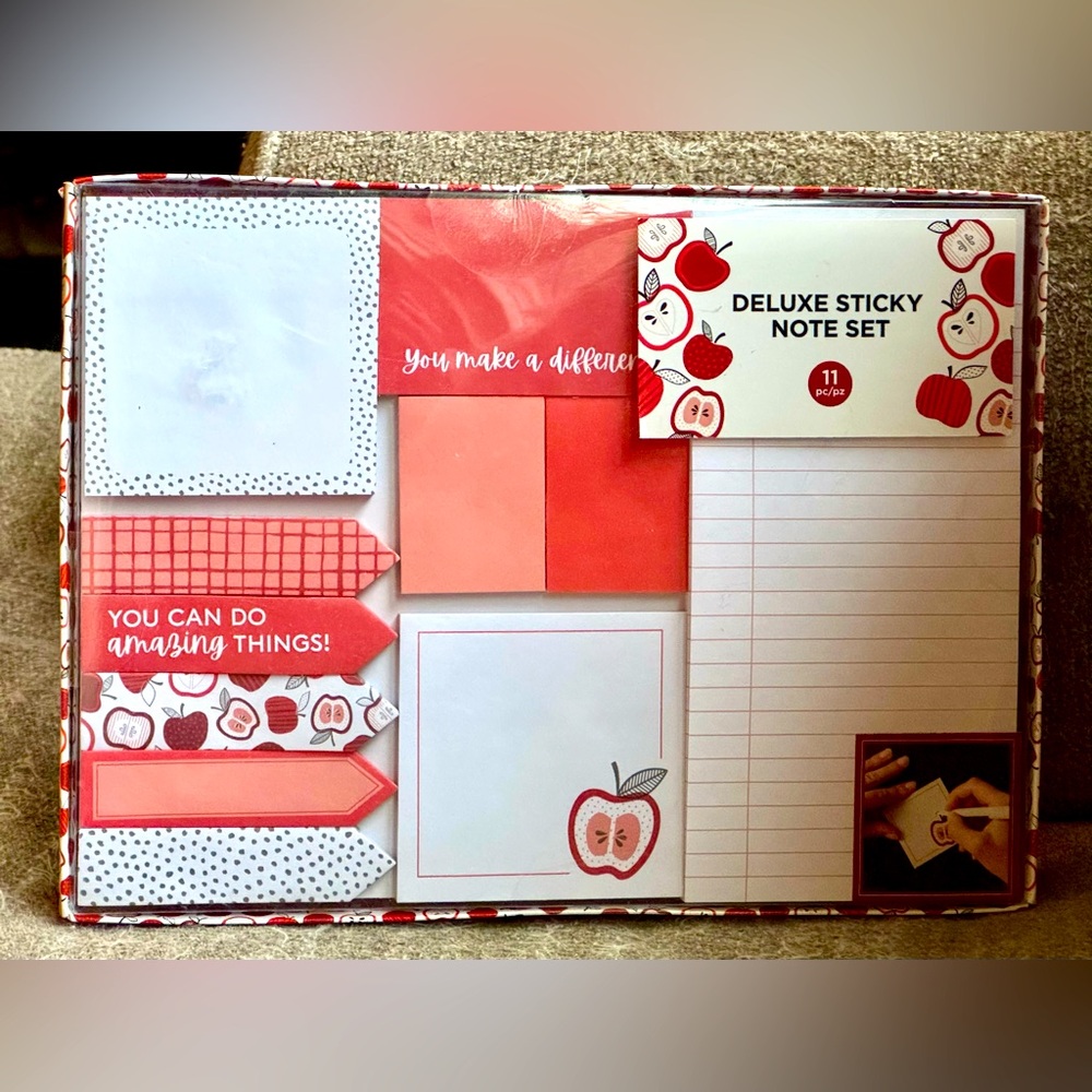 Deluxe Sticky Notes Set- Apple Theme- 11 Total Sticky Pads